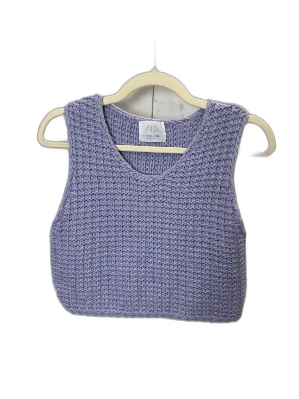 Zara Chunky Knit Crop Sweater Vest Lilac Purple Fits Women's S